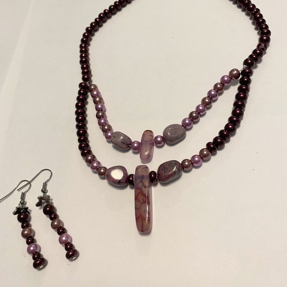 Purple Gemstone Jewelry Set Handmade new